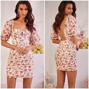 Alamour The Label New Myrna Floral Bustier Corset Mini Dress Size 8 Medium